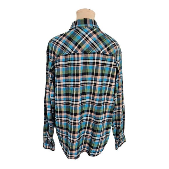Wilfred Aritzia Blue Green Collared Long Sleeve Button Down Top Sz M - Picture 6 of 10